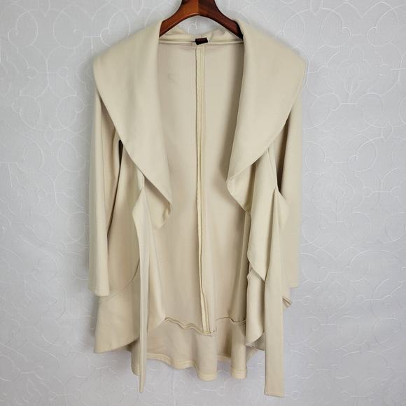 OS LAB Womens Jacket Size Small Cream Collared Long Sleeve Flare Cardigan - Picture 2 of 6